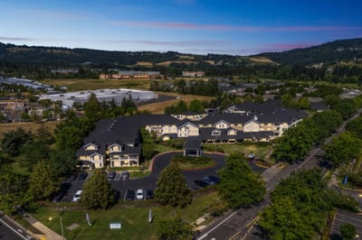 Aerial view of Solista Newberg facility and surrounding area.