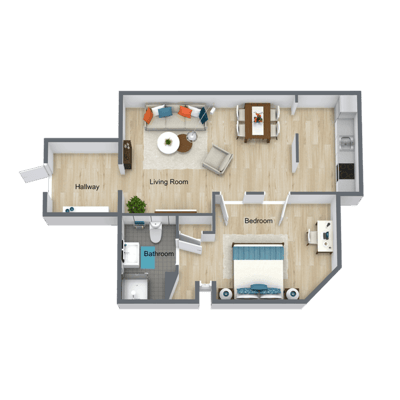Architectural floor plan of a living space