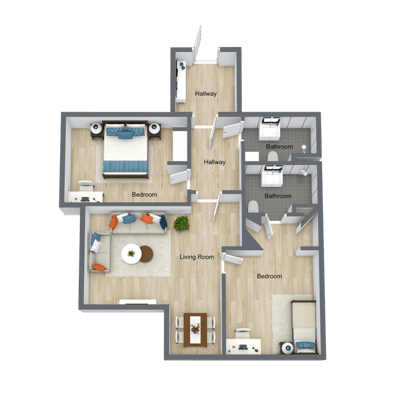 Architectural floor plan of a living space