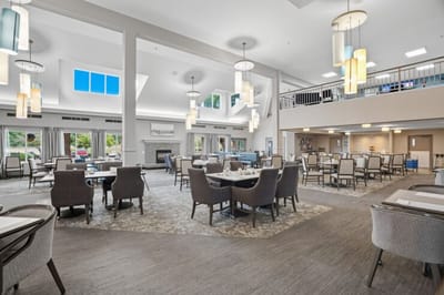 Spacious dining area with modern decor