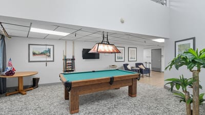 Pool table in a recreation area.