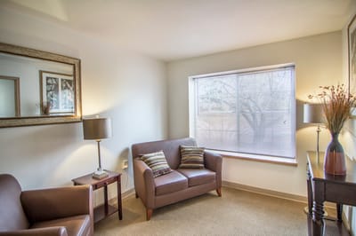 Cozy seating area with natural light