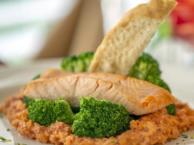 Delicious salmon dish with broccoli on a plate