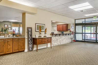 Interior view of a welcoming lobby area with decor