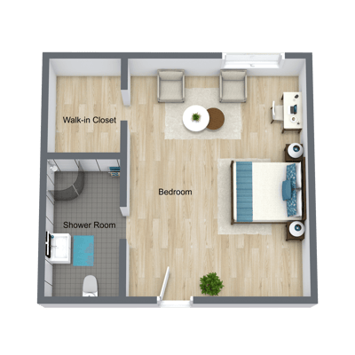 Architectural floor plan of a bedroom layout