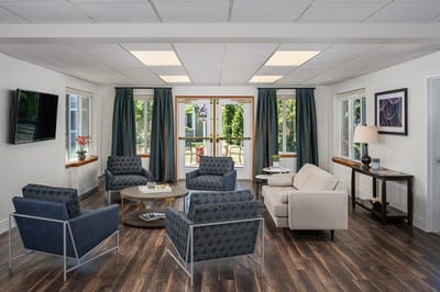 Bright common area with comfortable seating