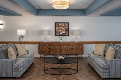 Bright interior lounge area with comfortable seating