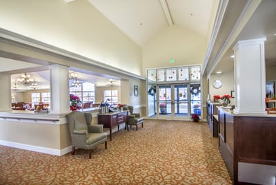 Interior view of a welcoming common area with seating