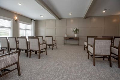 Interior view of a meeting room with chairs