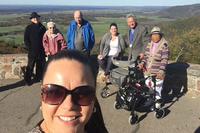 Group of residents enjoying an outdoor view