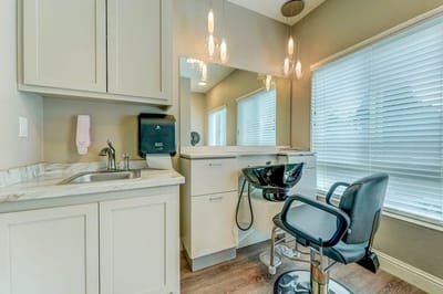 Interior view of a hair salon area
