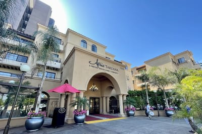 Exterior view of Atria Tarzana facility entrance