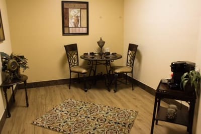 Cozy dining table set in a resident room
