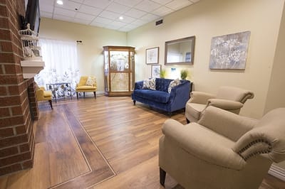 Common area with seating and decorations