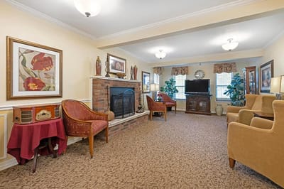Comfortable common area with seating and decor