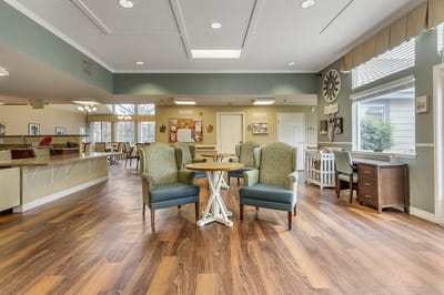 Common area with seating and decor in an interior space