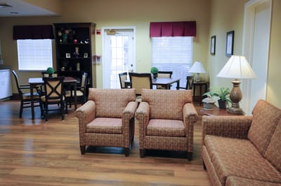 Cozy common area with seating and dining space