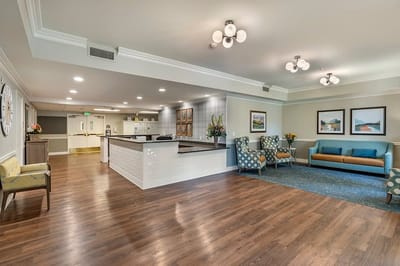 Interior lobby area with seating and decor