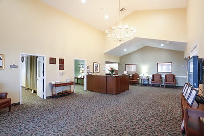 Bright interior view of a welcoming lobby area