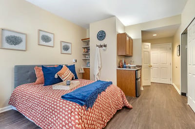Bright and cozy interior of a resident's room