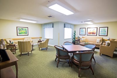Interior common area with seating and art