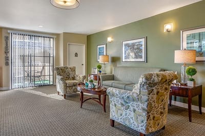 Cozy common area with seating and natural light