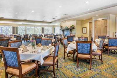 Bright dining room set for a meal