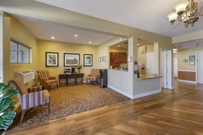 Welcoming interior of a common area with seating