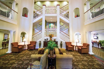 Bright and welcoming lobby with seating areas
