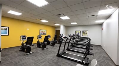 Interior view of a fitness room with equipment