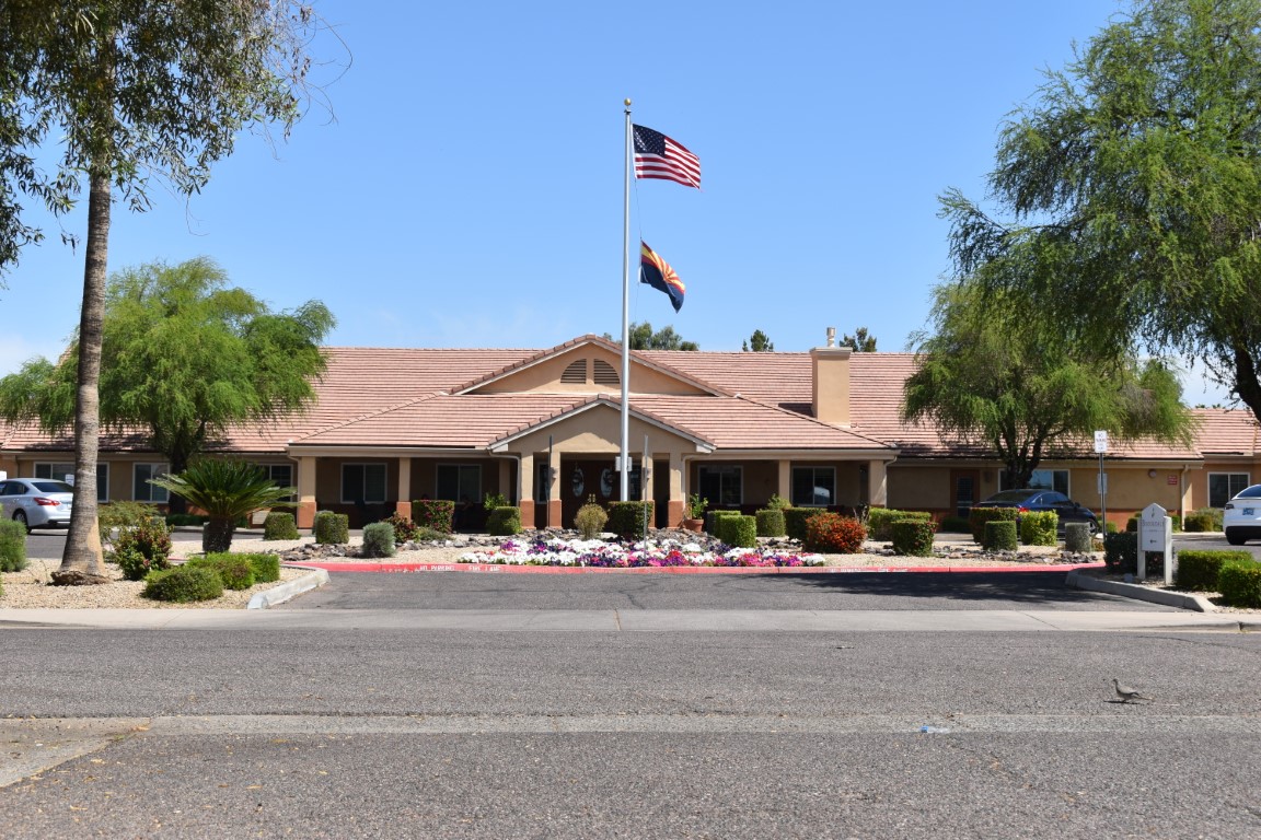 Exterior view of Brookdale Desert Ridge with landscaping
