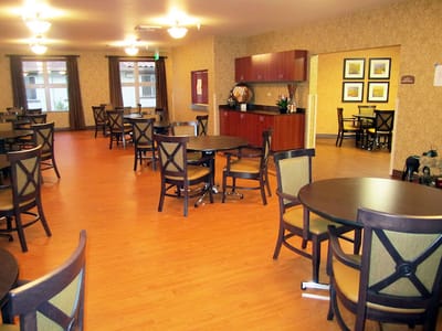 Interior view of a dining room in a nursing home