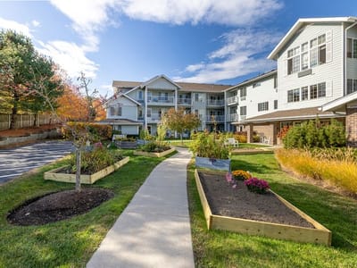 Pathway through a garden in an assisted living facility