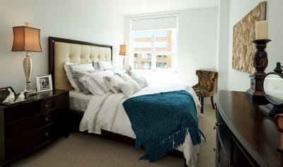 Stylish private room with a bed and decor