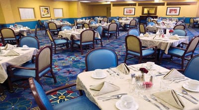 Dining room set up for a meal service