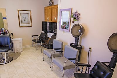 Interior view of a hair salon at the facility