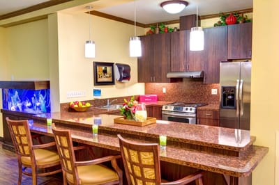 Interior view of a modern assisted living kitchen