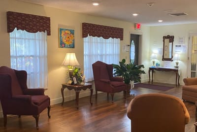 Interior common area with chairs and decor
