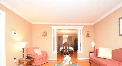 Bright living room with comfortable seating and decor