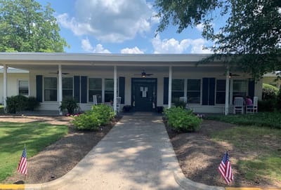 Exterior view of Plantation Manor retirement community entrance