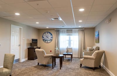 Comfortable seating area in a senior living facility