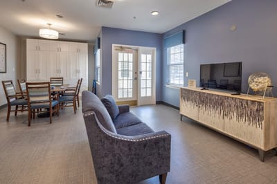 Comfortable lounge area with seating and dining space