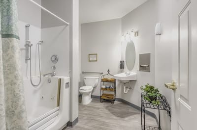 Clean and accessible bathroom design for residents