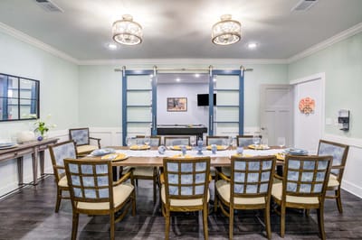 Dining room with a large dining table and chairs