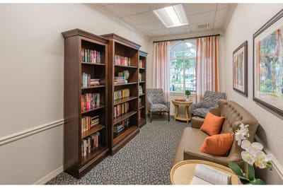 Cozy reading nook in a senior living facility