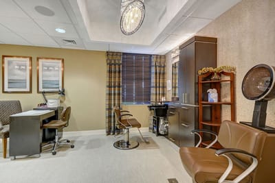 Interior view of a beauty salon area for residents