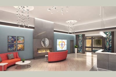 Bright and welcoming lobby of a facility with modern decor