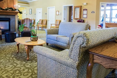 Common area with seating and decorations