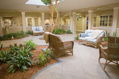 Interior view of a common area with seating