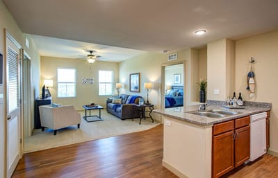 Interior view of a model apartment in a senior living facility